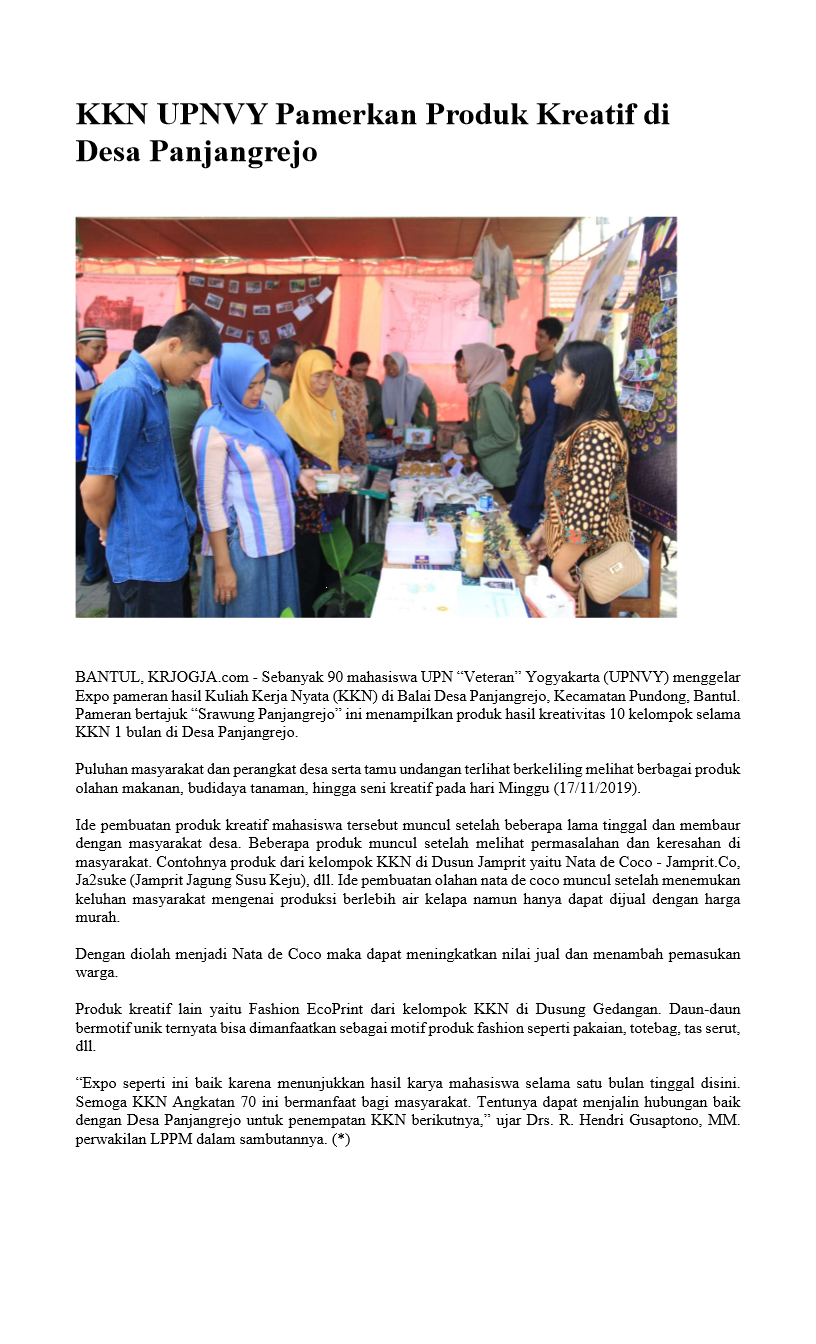 KKN UPNVY Pamerkan Produk Kreatif di Desa Panjangrejo